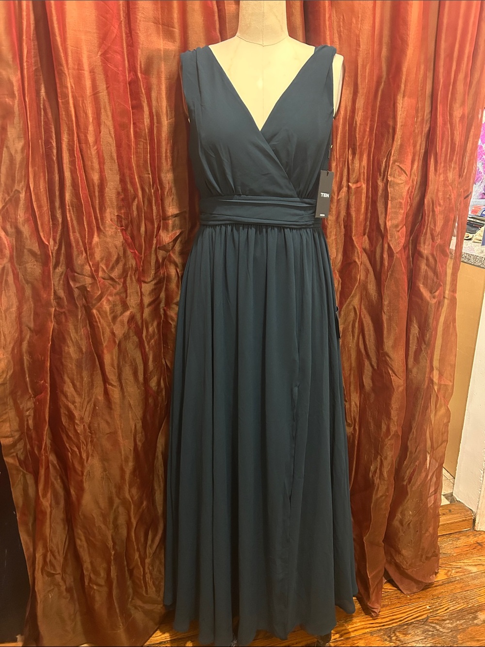 LULUS Elegant Teal V-Neck Sleeveless Maxi Dress